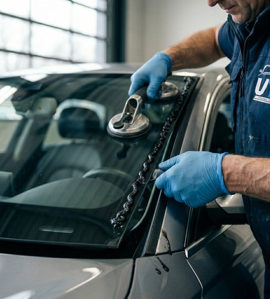 Technicien VTGlass remplaçant un pare-brise